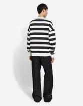 Striped round-neck sweatshirt with Marina print - | Dolce & Gabbana