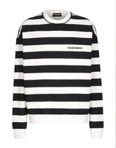 Striped round-neck sweatshirt with Marina print - | Dolce & Gabbana