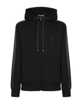 Cotton jersey hoodie with DG embroidery - | Dolce & Gabbana