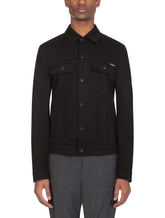Washed black stretch denim jacket - | Dolce & Gabbana