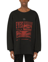 Jersey sweatshirt with metal DG logo and print - | Dolce & Gabbana