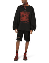 Jersey sweatshirt with metal DG logo and print - | Dolce & Gabbana