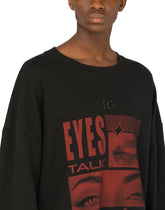 Jersey sweatshirt with metal DG logo and print - | Dolce & Gabbana