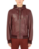 Leather jacket with hood and branded tag - | Dolce & Gabbana