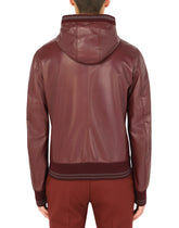 Leather jacket with hood and branded tag - | Dolce & Gabbana