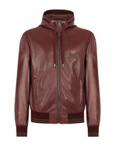 Leather jacket with hood and branded tag - | Dolce & Gabbana