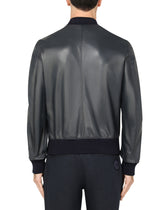Leather jacket with branded tag - | Dolce & Gabbana