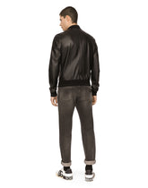 Leather jacket with branded tag - | Dolce & Gabbana