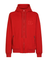 Zip-up jersey hoodie with DG embroidery - | Dolce & Gabbana