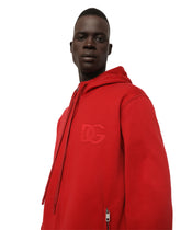 Zip-up jersey hoodie with DG embroidery - | Dolce & Gabbana