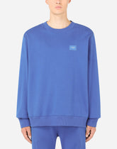 Jersey sweatshirt with branded tag - | Dolce & Gabbana