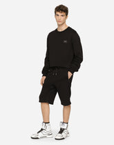 Jersey sweatshirt with branded tag - | Dolce & Gabbana