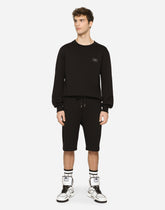 Jersey sweatshirt with branded tag - | Dolce & Gabbana