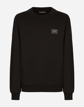 Jersey sweatshirt with branded tag - | Dolce & Gabbana