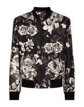Oversize silk bomber jacket with floral print - | Dolce & Gabbana