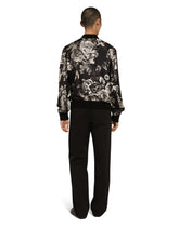 Oversize silk bomber jacket with floral print - | Dolce & Gabbana