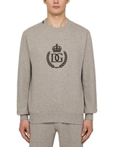JERSEY SWEATSHIRT WITH 3D FLOCKED DG LOGO - | Dolce & Gabbana