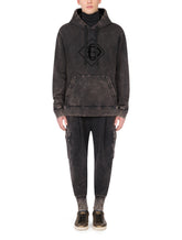 FADED COTTON HOODIE WITH PRINT AND PATCH - | Dolce & Gabbana