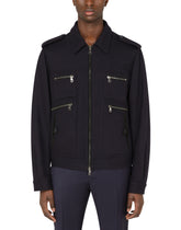 Cashmere jacket with leather details - | Dolce & Gabbana