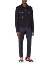 Cashmere jacket with leather details - | Dolce & Gabbana