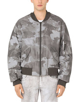 Camouflage-print cotton jacket with logo - | Dolce & Gabbana