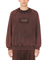 Round-neck jersey sweatshirt with patch embellishment - | Dolce & Gabbana