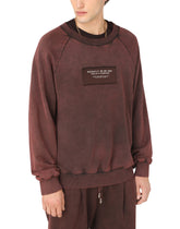Round-neck jersey sweatshirt with patch embellishment - | Dolce & Gabbana