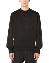 Round-neck sweatshirt with camouflage-print inserts and embroidery - | Dolce & Gabbana