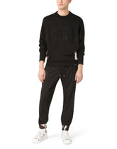 Round-neck sweatshirt with camouflage-print inserts and embroidery - | Dolce & Gabbana