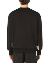 Round-neck sweatshirt with camouflage-print inserts and embroidery - | Dolce & Gabbana
