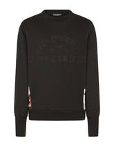 Round-neck sweatshirt with camouflage-print inserts and embroidery - | Dolce & Gabbana