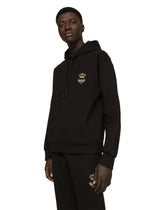 Jersey sweatshirt with hood and embroidery - | Dolce & Gabbana
