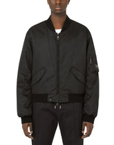 Nylon jacket with branded plate - | Dolce & Gabbana