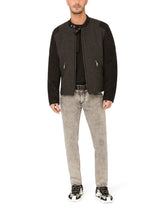 Wool jacket with leather sleeves and details - | Dolce & Gabbana