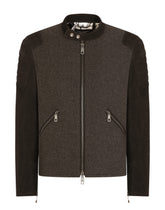 Wool jacket with leather sleeves and details - | Dolce & Gabbana