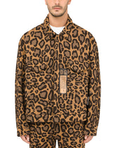 Jersey jacquard jacket with leopard design and patch embellishment - | Dolce & Gabbana