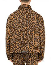 Jersey jacquard jacket with leopard design and patch embellishment - | Dolce & Gabbana
