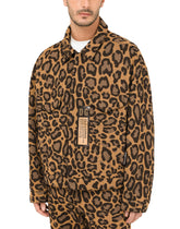 Jersey jacquard jacket with leopard design and patch embellishment - | Dolce & Gabbana