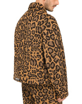 Jersey jacquard jacket with leopard design and patch embellishment - | Dolce & Gabbana