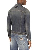 Stretch light blue wash denim jacket - | Dolce & Gabbana