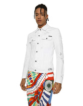 White stretch denim jacket - | Dolce & Gabbana
