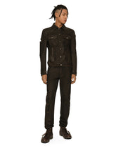 Waxed stretch denim jacket with rips - | Dolce & Gabbana