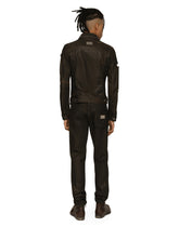 Waxed stretch denim jacket with rips - | Dolce & Gabbana