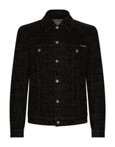 Black stretch denim jacket with laser-etched logo - | Dolce & Gabbana