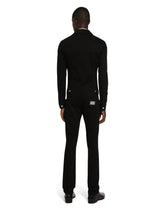 Stretch denim jacket with rhinestone embroidery - | Dolce & Gabbana