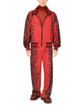 Zip-up technical jersey sweatshirt with leopard print - | Dolce & Gabbana