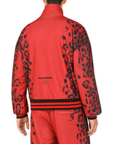 Zip-up technical jersey sweatshirt with leopard print - | Dolce & Gabbana