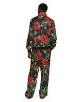 Zip-up technical jersey sweatshirt with rose print - | Dolce & Gabbana