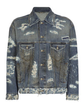Blue wash denim jacket with rips - | Dolce & Gabbana
