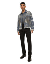 Blue wash denim jacket with rips - | Dolce & Gabbana